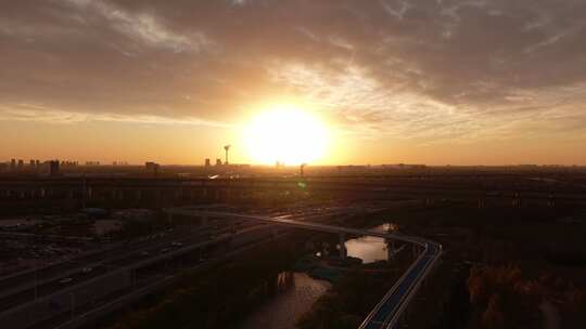 航拍 初冬 秋天 北方 大景 空境