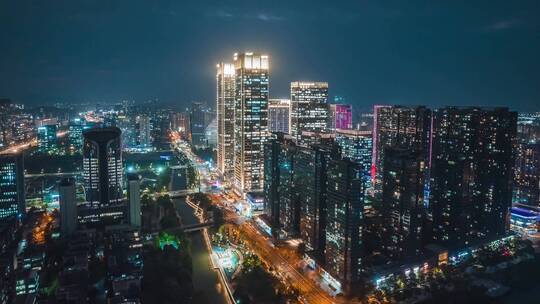 杭州城西未来科技城欧美金融城夜景延时