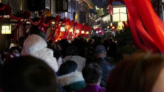 4k台州路桥十里长街元宵夜景