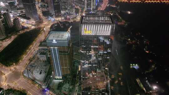 福州台江区航拍高楼大厦摩天大楼夜晚夜景福