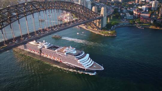 悉尼海港大桥游轮航拍视频素材模板下载