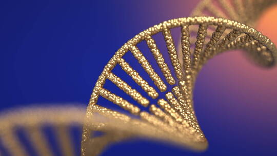 3D渲染抽象生物细胞DNA遗传基因片段