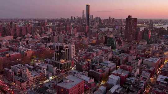 城市航拍纽约曼哈顿诺利塔摩天大楼夜景灯光