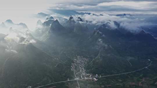 广西桂林喀斯特地貌自然风光航拍