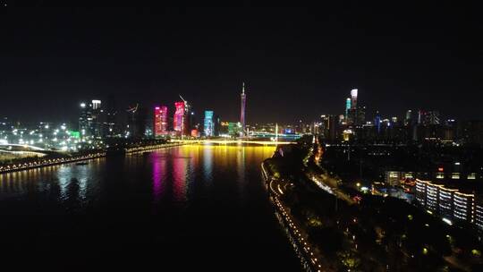 广东省广州市市中心城市夜景航拍