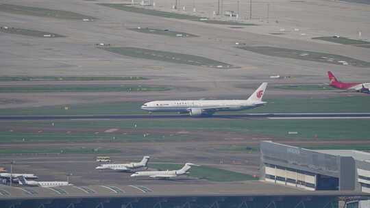 深圳机场国航飞机起飞过程视频素材模板下载