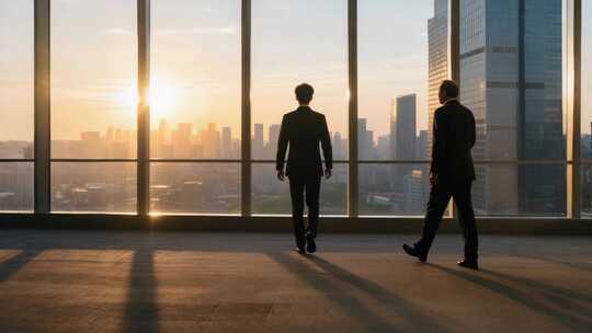 成功人士握手商务洽谈合作达成企业合作共赢