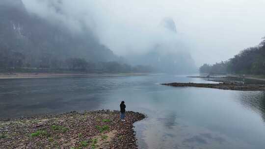 烟雨漓江航拍