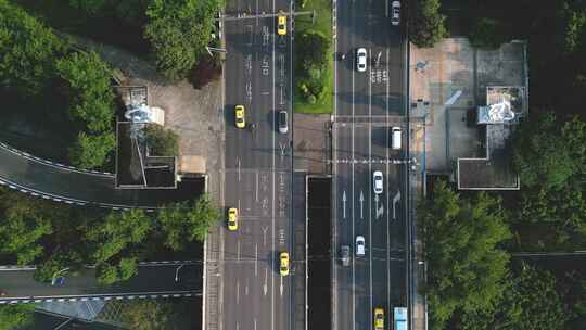 重庆城市车流俯瞰航拍