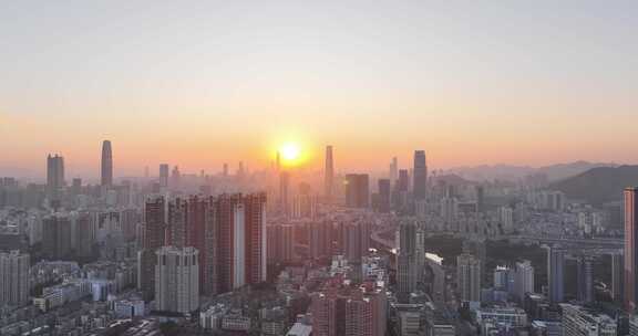 深圳罗湖城市夕阳大景