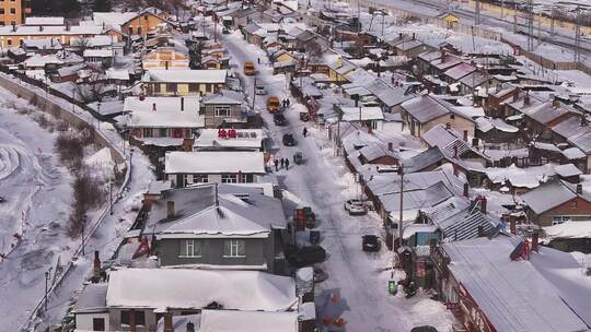 东北雪乡雪后小镇全景俯瞰