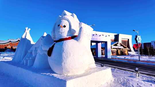 大众冰雪季海拉尔体育场馆雪雕