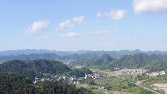 航拍山村建设工地施工