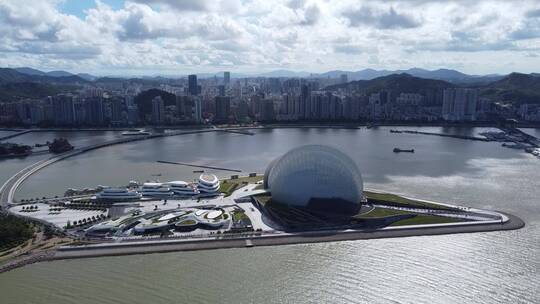 高空俯视大贝壳剧院横移视频素材模板下载