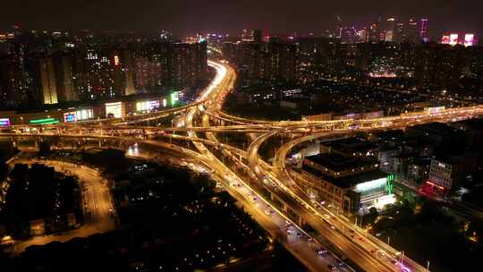 南京市玄武湖 火车站夜景 航拍