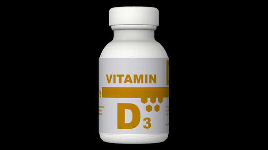 一瓶维生素D3胶囊、药丸、片剂、Alph