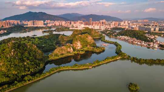 广东肇庆七星岩风景区自然风光延时摄影航拍视频素材模板下载