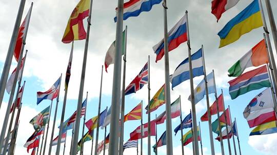 国际会议多个国家旗帜
