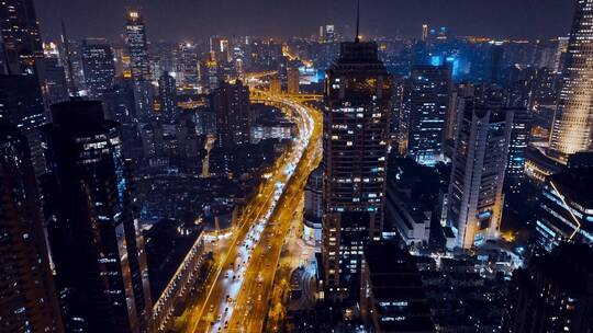 上海浦西夜景航拍合集视频素材模板下载