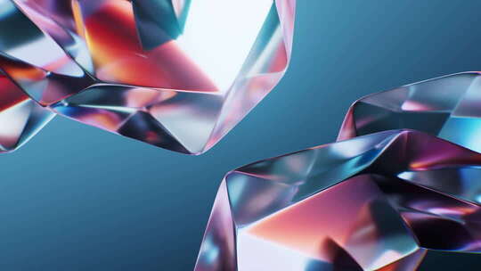 抽象透明玻璃宝石背景三维渲染