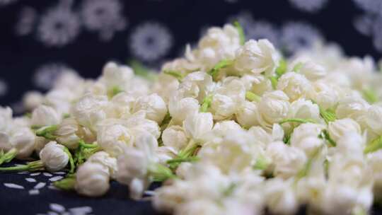 升格慢动作微距特写茉莉花与茉莉花茶制作