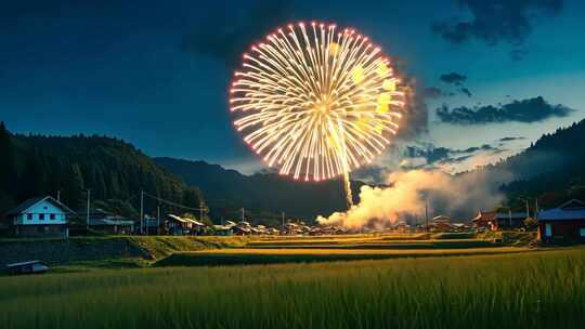 春节新年元旦中秋节节日烟花风景