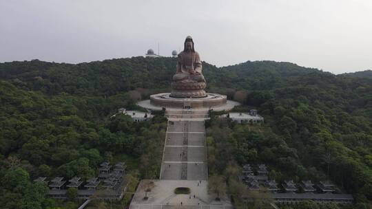 航拍广东佛山西樵山南海观音