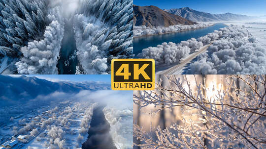 4K冬天雪景森林雾凇2