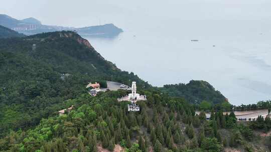 山东长岛黄海渤海交汇线标志航拍