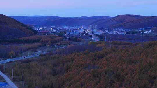 内蒙古阿尔山小镇航拍