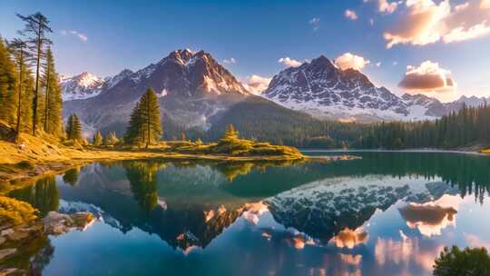 山林湖泊雪山自然风景