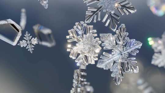 微距特写晶莹雪花