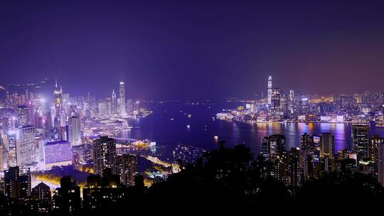 香港维多利亚港夜景延时视频素材模板下载