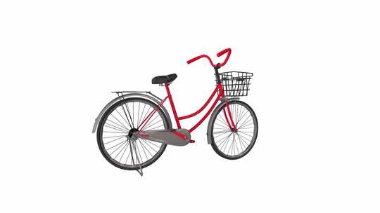 红色自行车在白色背景上循环旋转