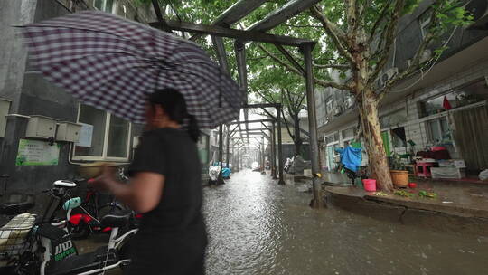 北京城乡结合部下雨天5视频素材模板下载