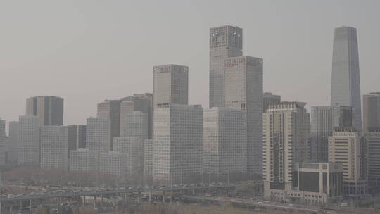 办公楼夜景 北京国贸视频素材模板下载