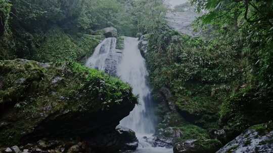 高清实拍眉山洪雅瓦屋山森林瀑布