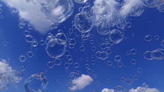 好多泡泡飞向天空