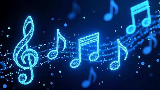 蓝色粒子音符跳动4K