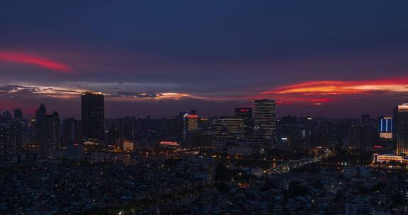 广州城市夕阳晚霞珠江大桥车流延时拍摄