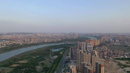 泉州大景航拍市区丰泽区晋江阴天城市