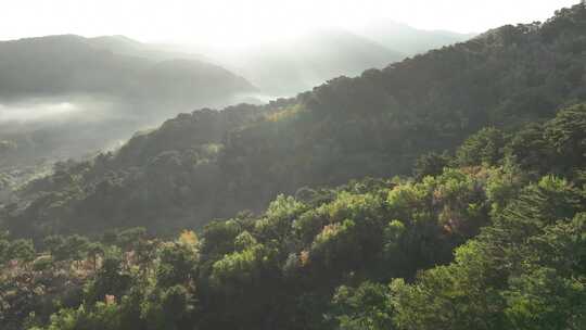 航拍黎明千山风光