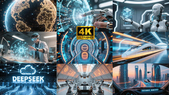 AI人工智能云计算科技 新质生产力高清在线视频素材下载