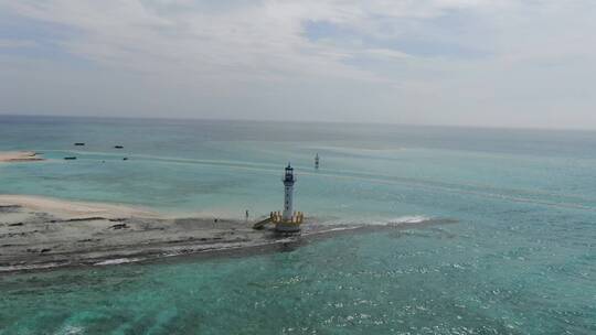 西沙群岛南海岛礁灯塔航拍视频素材模板下载