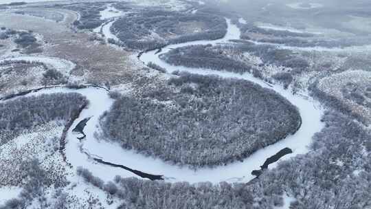 初春时节扎敦河湿地雪景视频素材模板下载