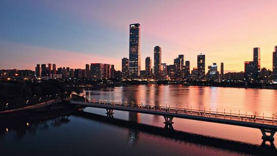 航拍深圳湾后海夕阳宣传片大场景视频素材模板下载