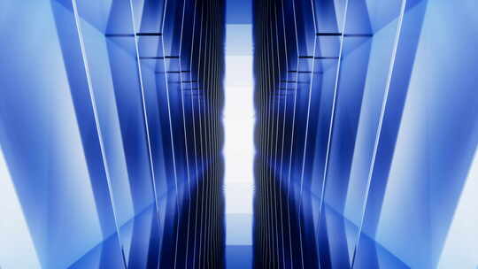 蓝色玻璃背景的霓虹隧道背景动画