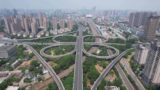 安徽蚌埠城市高架立交桥交通航拍