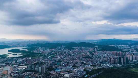 深圳市光明区城市暴雨云团航拍图