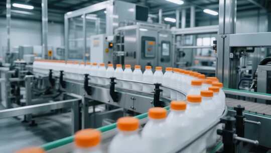 工厂流水线生产饮料画面